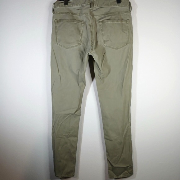 J. Crew Mens‎ Olive Green Flat Front Slim Chino Dark Wash Pants Size 32x32 PB26 - Picture 2 of 10